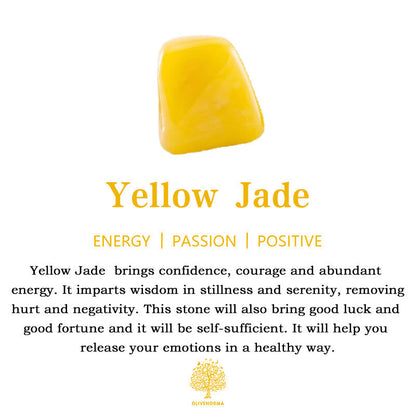 Gelber Jade-Stein, energetisch, leidenschaftlich, positiv, Glücksbringer, spirituelle Heilung.