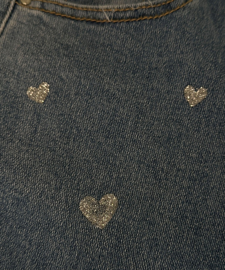 Damer stretchjeans med vide ben og hjerteprint - Amelie