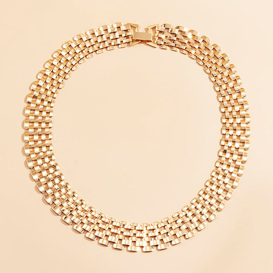 Goldene Steampunk-Halskette, dickes Ketten-Design, Gothic-Mode, für Frauen.