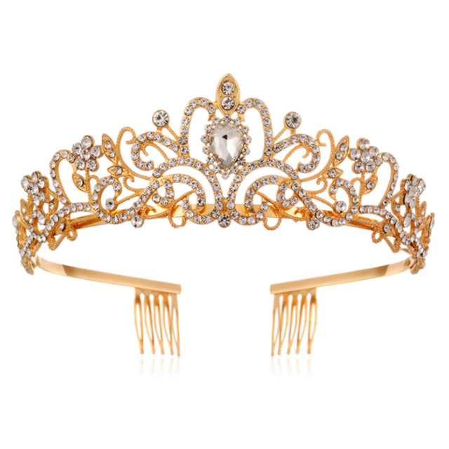 Goldene Kristallkrone für Mädchen, kleine Tiara, Hochzeit, Prom, Haarschmuck, Brautschmuck.