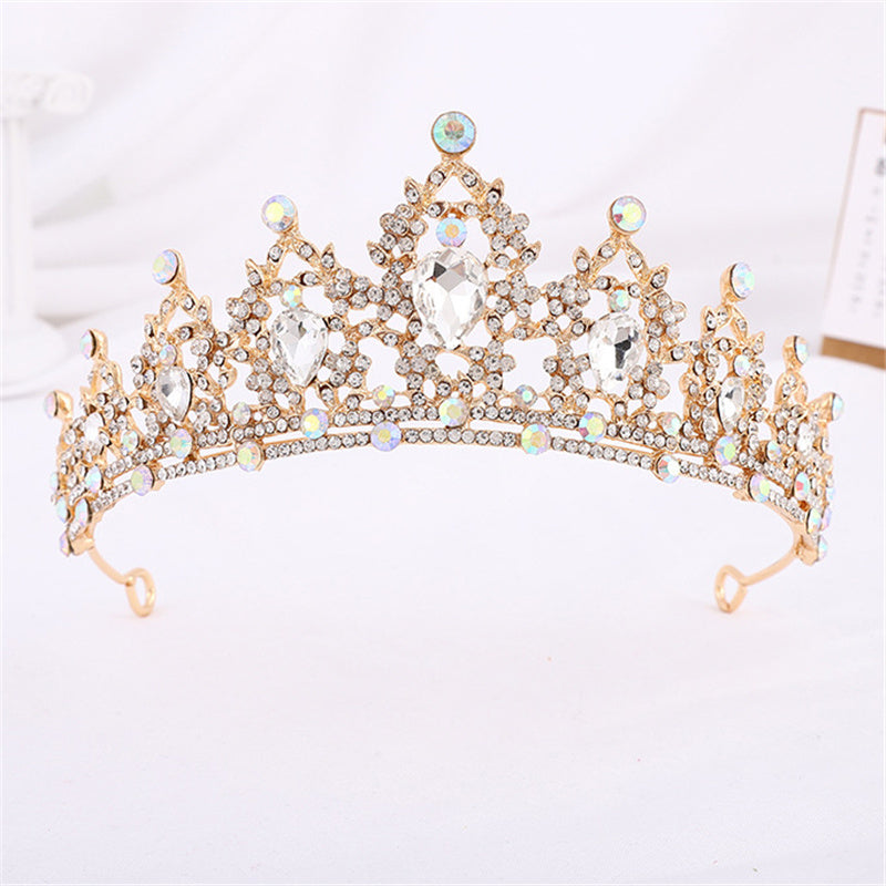 Goldene Kristallkrone für Mädchen, kleine Tiara, Hochzeit, Prom, Haarschmuck, elegant.