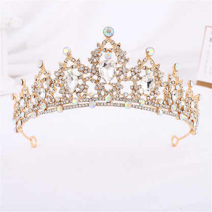 Goldene Kristallkrone für Mädchen, kleine Tiara, Hochzeit, Prom, Haarschmuck, elegant.