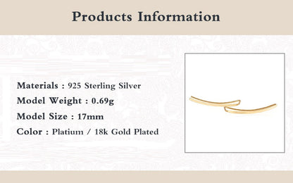 18k vergoldete Ohrringe, 925 Sterling Silber, 17mm, elegantes Design, Schmuckaccessoire.