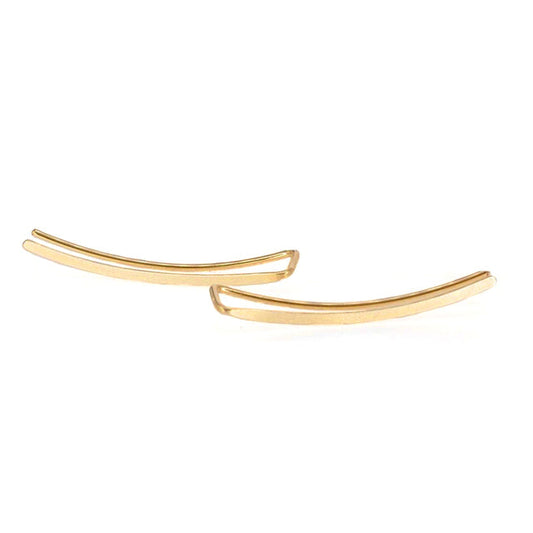 Goldene Ohrringe, 925er Sterlingsilber, lange glatte Linie, minimalistisches Design, Damen-Schmuck.