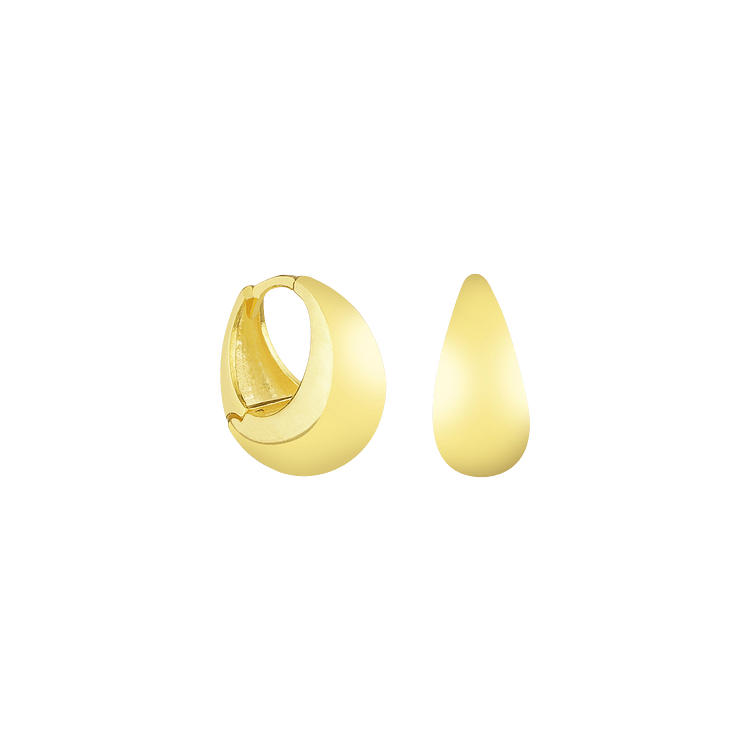 Goldene Creolen Ohrringe, Tropfenform, glänzend, modisches Schmuckstück für Damen.