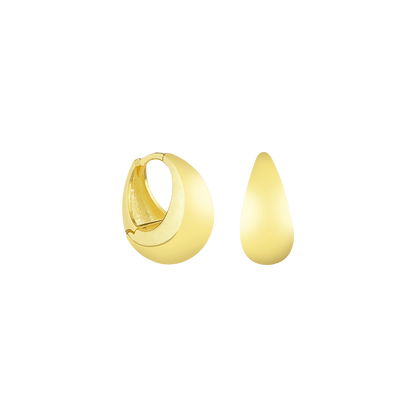 Goldene Creolen Ohrringe, Tropfenform, glänzend, modisches Schmuckstück für Damen.