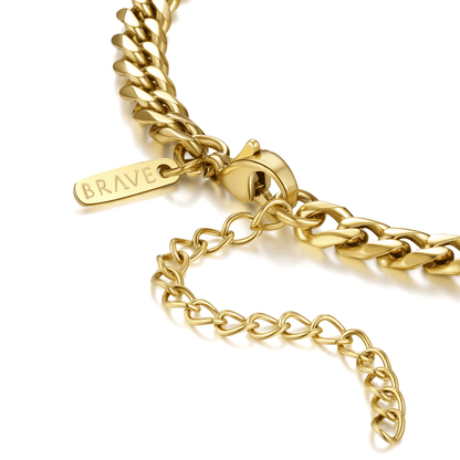Goldene Herren-Halskette mit "Brave"-Anhänger, Kettenglied-Design, modisch, luxuriös.