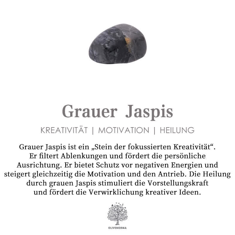 Grauer Jaspis Stein, Kreativität, Motivation, Heilung, Schutz vor negativen Energien.