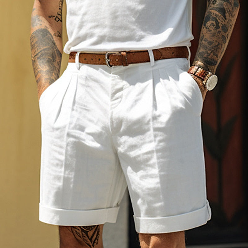 Stilfulde hør-bomulds herreshorts – Milan