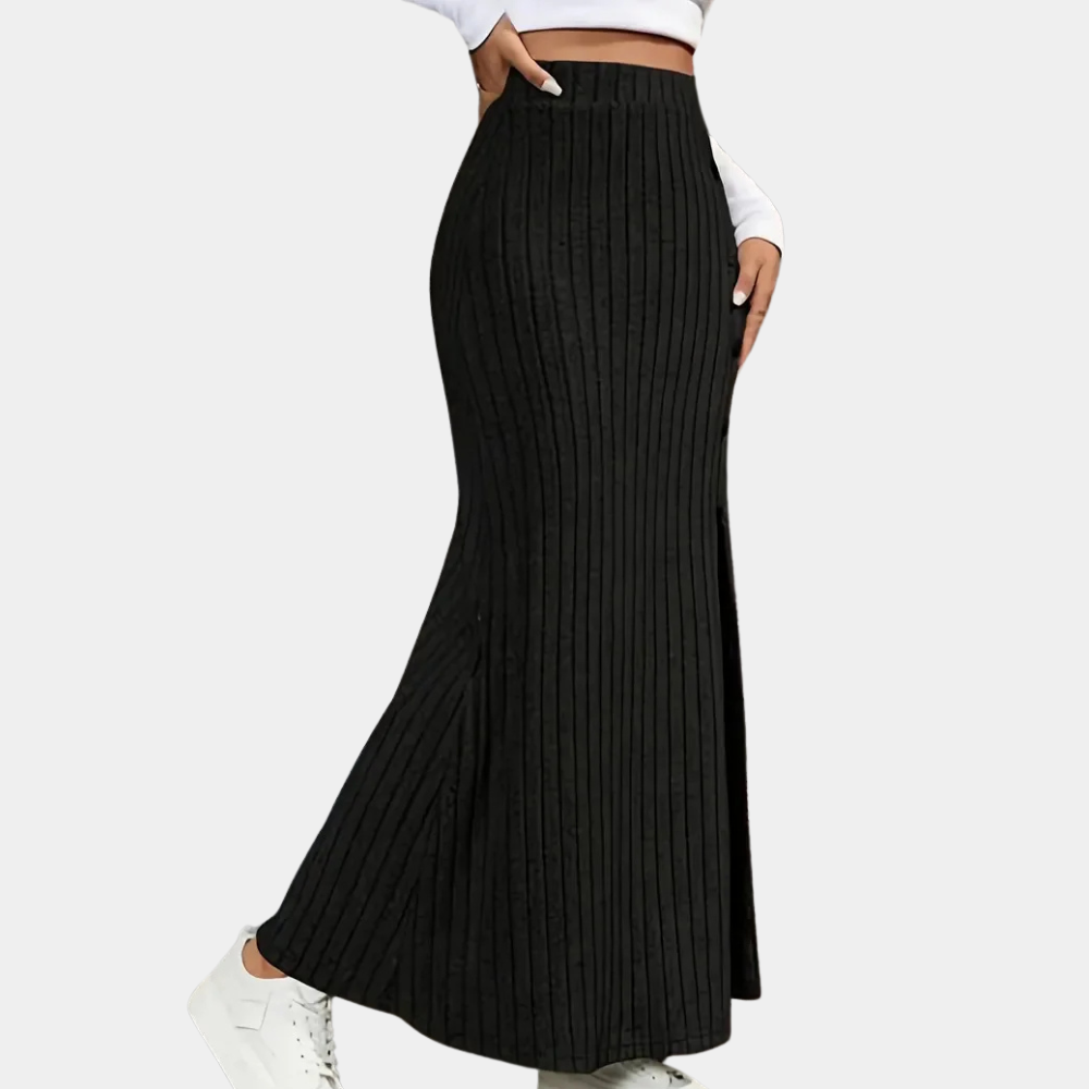 Ribbet maxi-nederdel – Selina