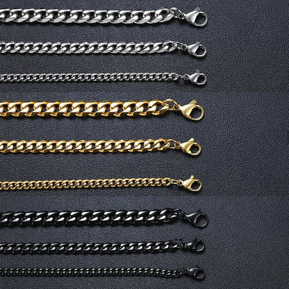 Herrenarmband, Edelstahl, kubanische Gliederkette, silber und gold, modisch, robust.