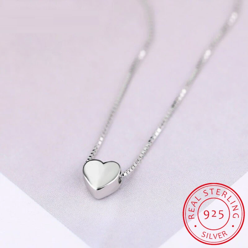 Herzanhänger Halskette aus 925er Sterlingsilber, elegantes Design, Schmuck für Damen.