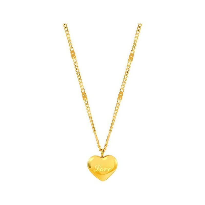 Goldene Herz-Halskette mit "Love"-Gravur, elegantes Schmuckstück, Damenaccessoire.
