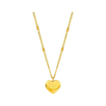 Goldene Herz-Halskette mit "Love"-Gravur, elegantes Schmuckstück, Damenaccessoire.