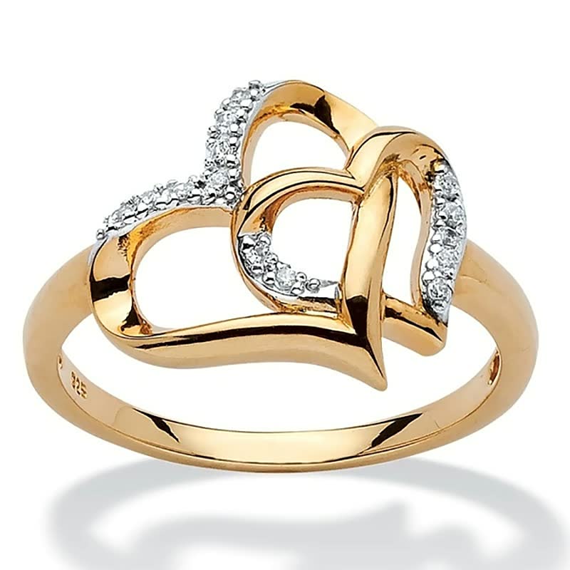Goldener Herzring mit Diamanten, elegantes Schmuckdesign, Verlobungsring, Geschenkideen.