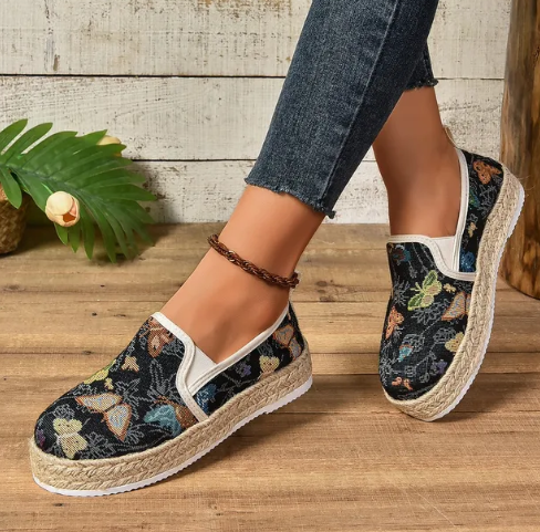Plateau-espadriller med blomsterprint – Fleur