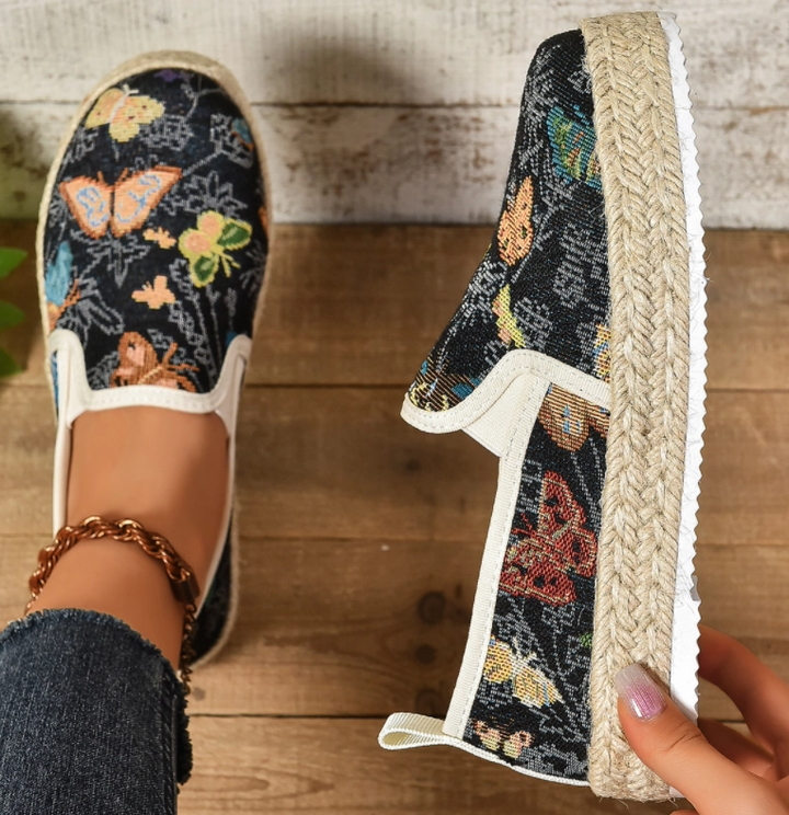 Plateau-espadriller med blomsterprint – Fleur
