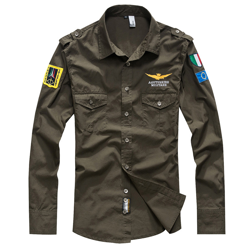 Air-Force-stil Herreskjorte med Dobbelte Lommer - Lucas