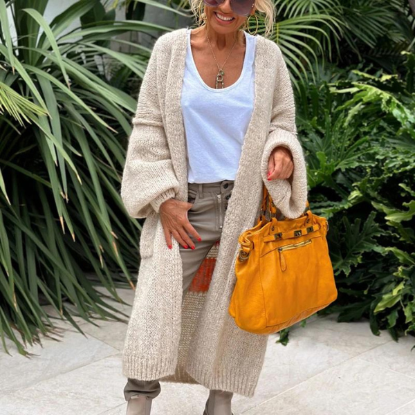 Trendy Lang Strikket Cardigan - Sofia