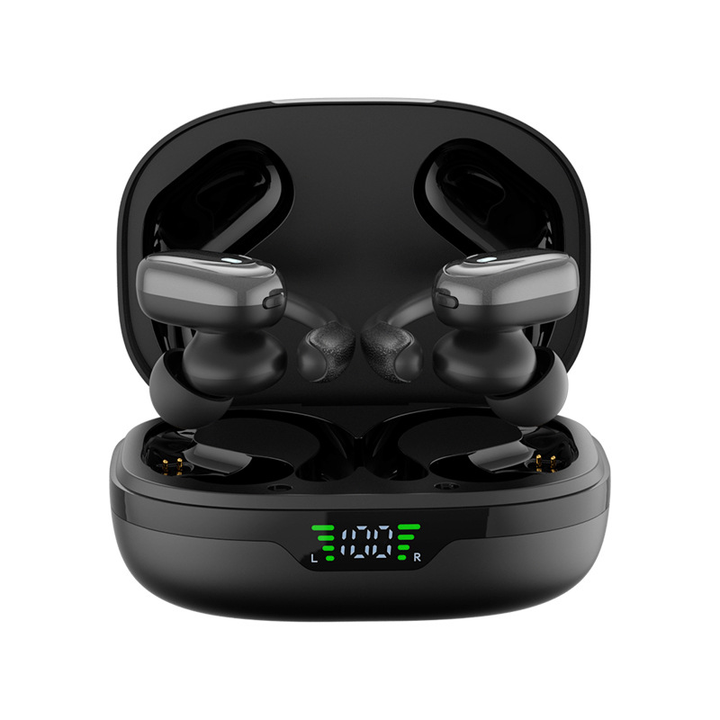 Bluetooth 5.3 Sport earbuds med mic, LED-etui & 75 timers afspilning – 1+1 GRATIS