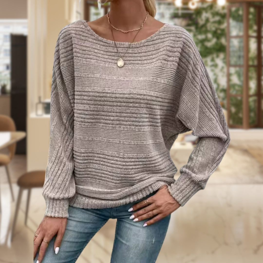 Stribet dame strikpullover – Zorine