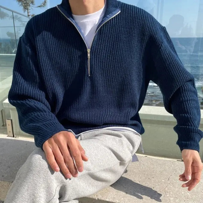 Klassisk herresweater med halv lynlås - Arthur