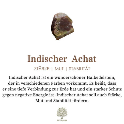 Indischer Achat Edelstein, braun-grün, Stärke, Mut, Stabilität, Halbedelstein, Naturstein.