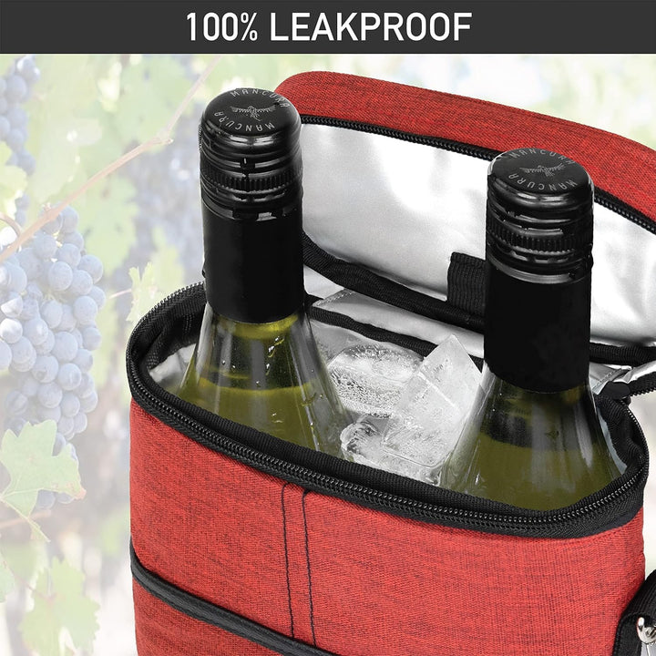 Isoleret vin-køletaske til 2 flasker med justerbar rem – Køb 1, få 1 GRATIS