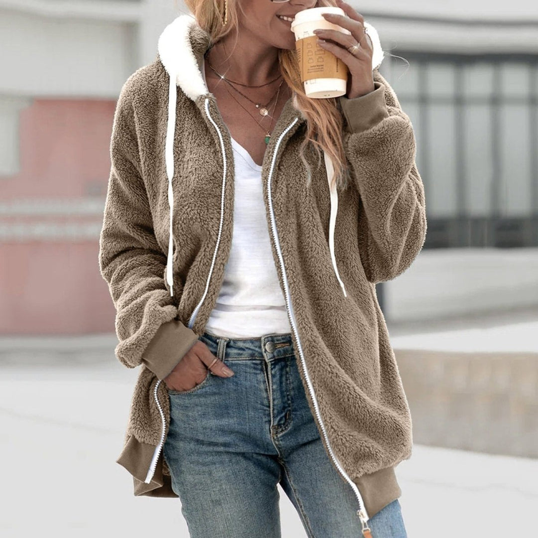 Oversized varm teddyvest med lynlås - Emilia