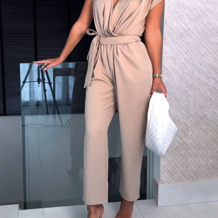 Trendy efterårsjumpsuit til kvinder med lange ærmer og taljefremhævning – Alina