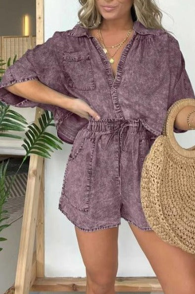 Trendy dames sommer-sæt med korte ærmer – Isabelle