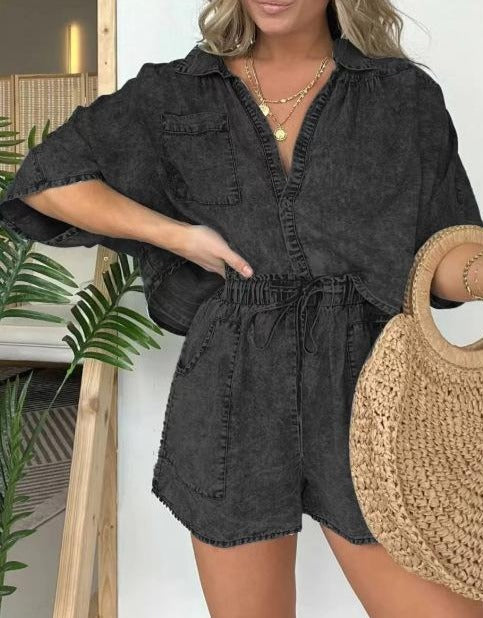 Trendy dames sommer-sæt med korte ærmer – Isabelle