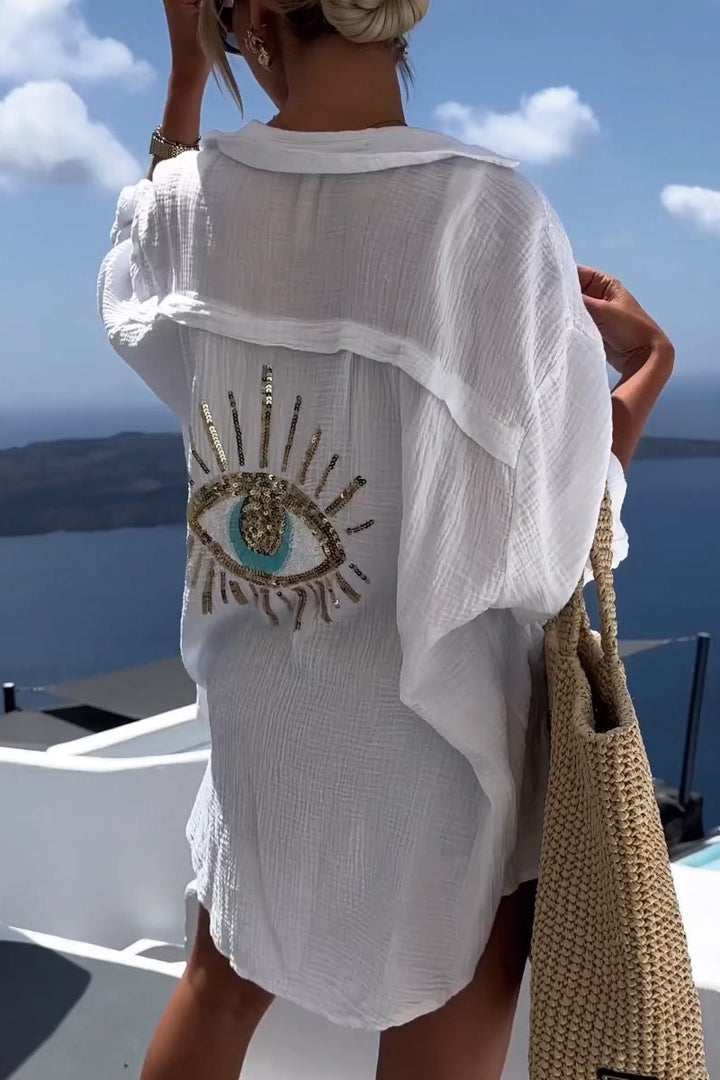 Sommer dame-tunika med dekoreret bagside – Serena