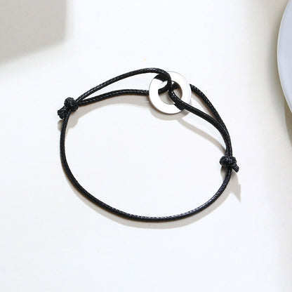 Schwarzes verstellbares Karma-Armband mit Kreisanhänger, spiritueller Yoga-Schmuck.