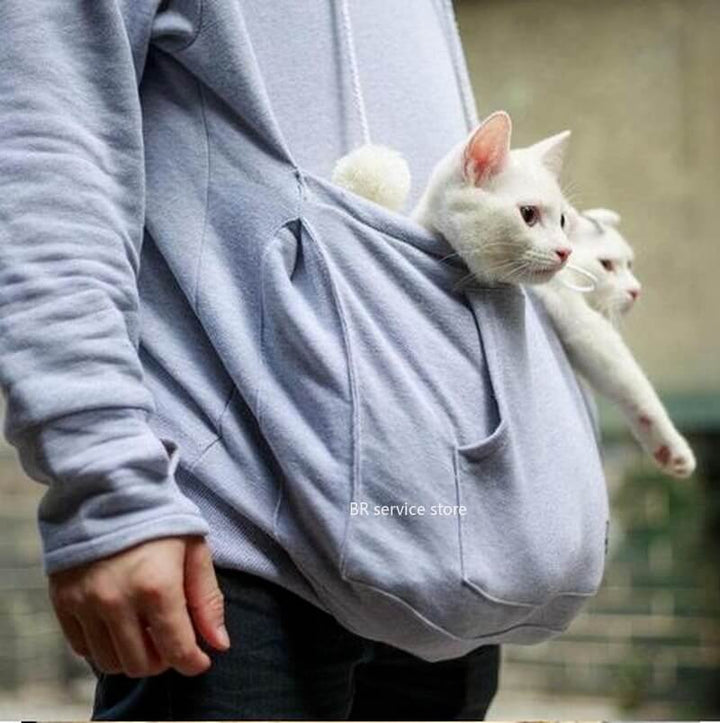 Behagelig hættetrøje med lomme til kat - CozyPurr