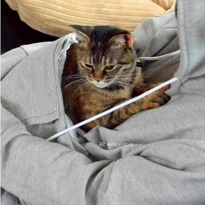 Behagelig hættetrøje med lomme til kat - CozyPurr
