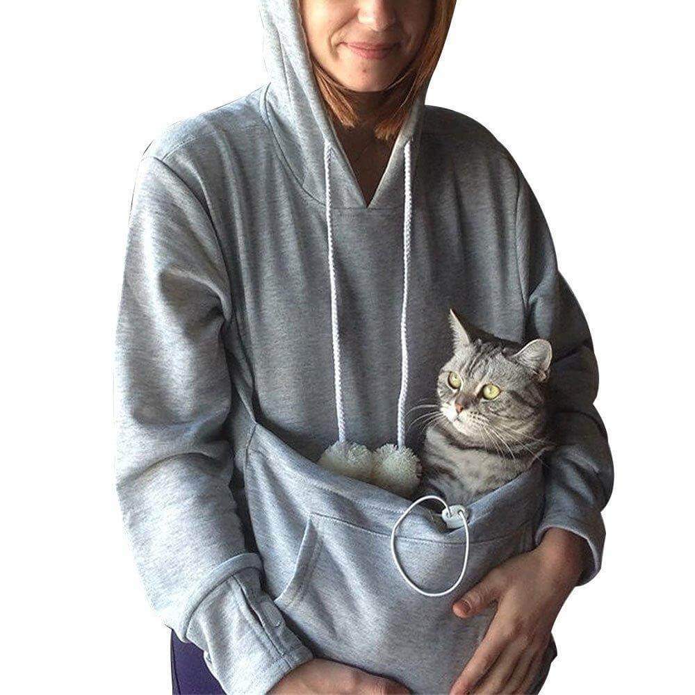 Behagelig hættetrøje med lomme til kat - CozyPurr