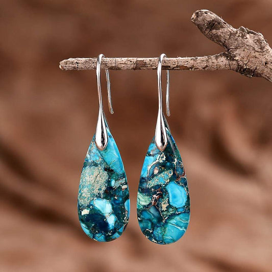 Blaue Tropfen-Ohrringe aus Silber, Damen-Schmuck, elegantes Design, Geschenkideen.