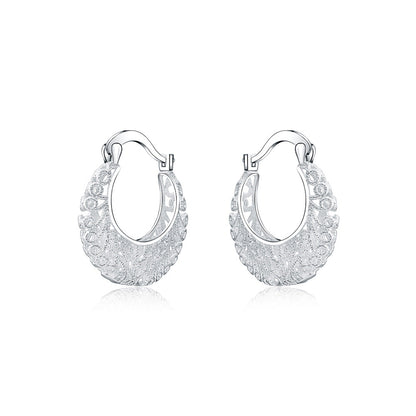 925 Sterling Silber Blumen-Kreis Ohrringe, kleine Hoops, Damen Schmuck, Hochzeitstrend.