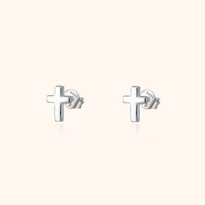 Silberne Kreuz-Ohrringe, 925 Sterling Silber, minimalistisches Design, modischer Schmuck.