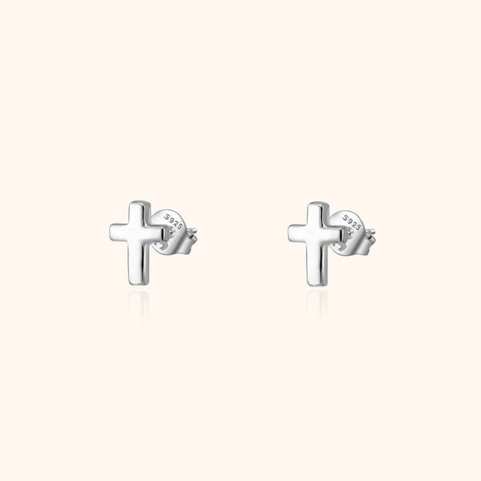 Silberne Kreuz-Ohrringe, 925 Sterling Silber, minimalistisches Design, modischer Schmuck.