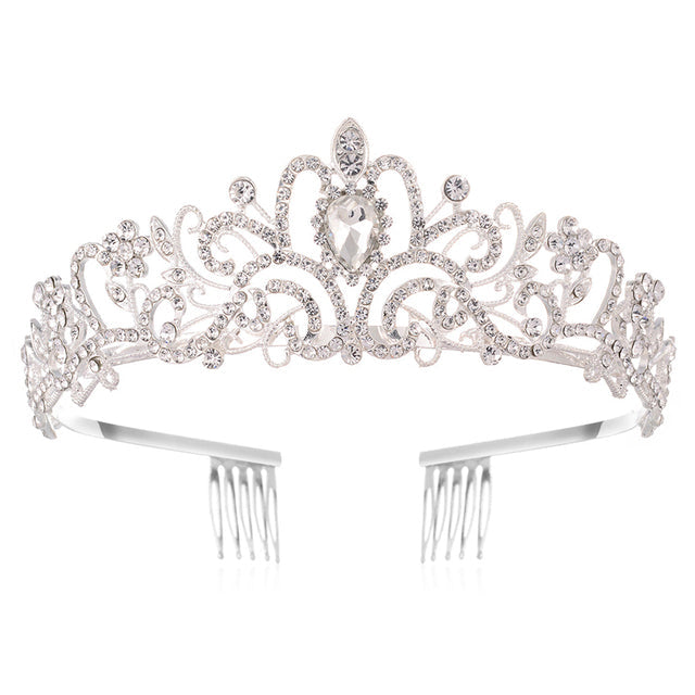 Silberne Kristallkrone für Mädchen, kleine Tiara, Hochzeit, Prom, Haarschmuck, elegant.