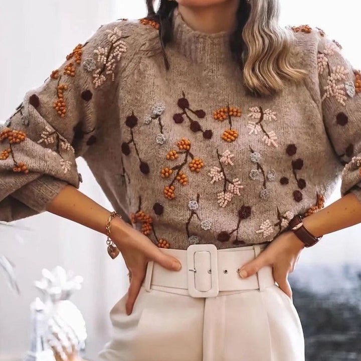 Striktrøje til damer med efterårsdesign – Noëlle