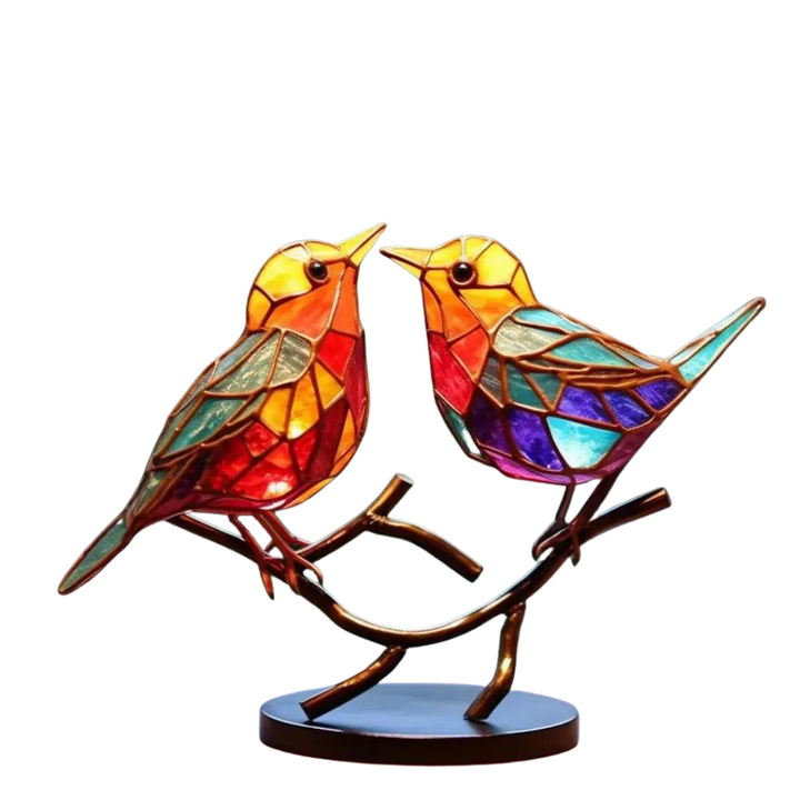 Farvede fugle på en gren - dekorativ skulptur - ColorBirds