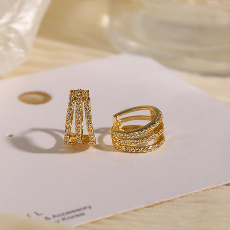 Goldene Ohrringe mit Zirkonia, luxuriös, für Frauen, Schmuck, Geschenk, modisch, elegant.