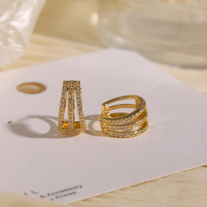 Goldene Ohrringe mit Zirkonia, luxuriös, für Frauen, Schmuck, Geschenk, modisch, elegant.