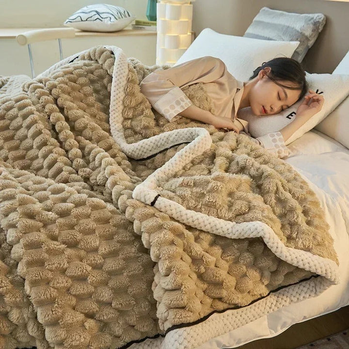 Dobbeltlagde Coral-Velvet-tæppe til efterår og vinter – TurtleWarm