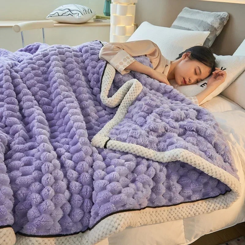 Dobbeltlagde Coral-Velvet-tæppe til efterår og vinter – TurtleWarm