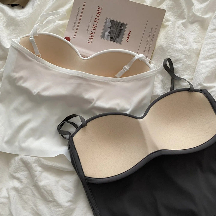 Sæt med 4 luftige tanktops med indbygget bandeau-bh - Tiana