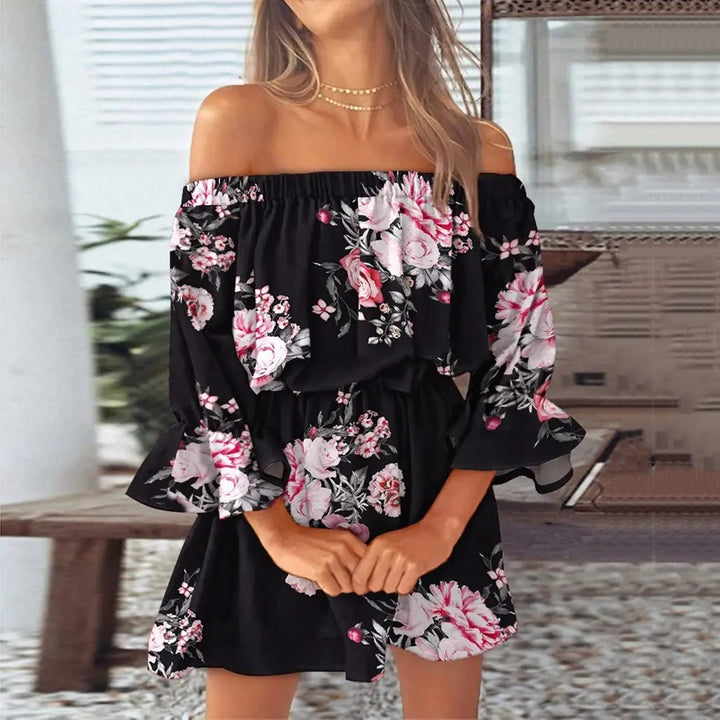 Sommerkjole med blomstermønster og udslåede ærmer – Mireille